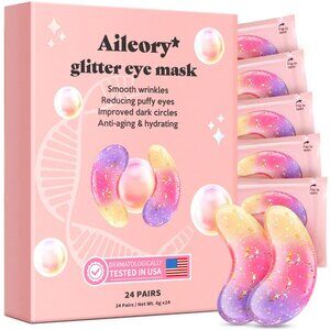 Under Eye Patches 24 Pairs - New Tri-color Glitter Eye Gel Pads for Dark Circles